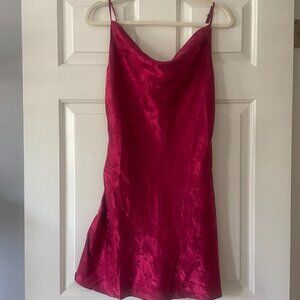 NWT Lulu's Red satin jacquard mini slip dress size: L